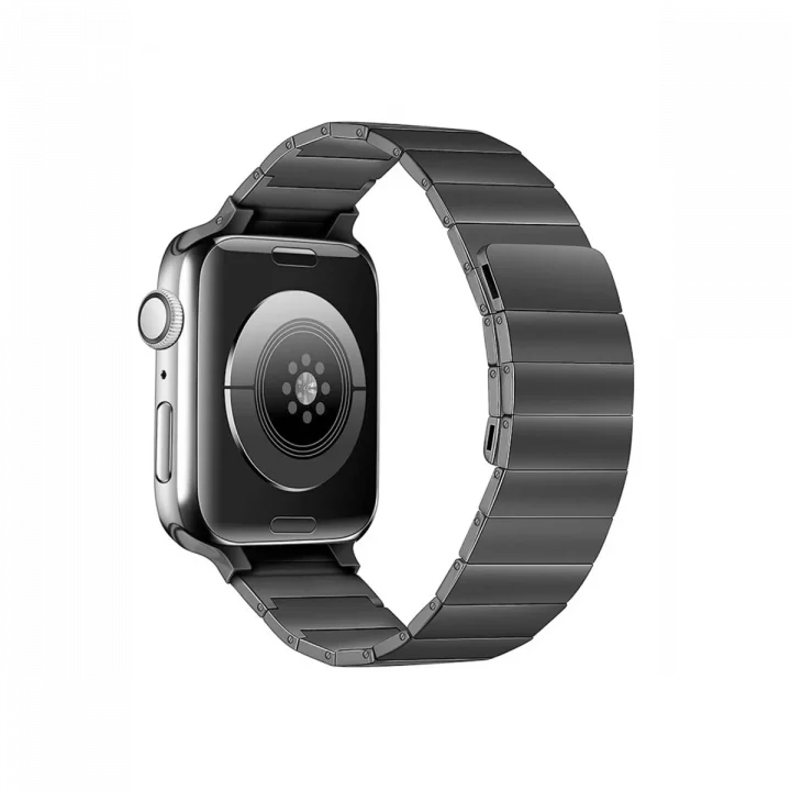 Mey İthalat®  Apple Watch 38mm KR404 Huks Kordon - Siyah