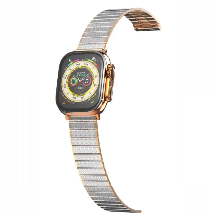 Mey İthalat®  Apple Watch 38mm Made Metal Kordon - Gümüş-Rose Gold