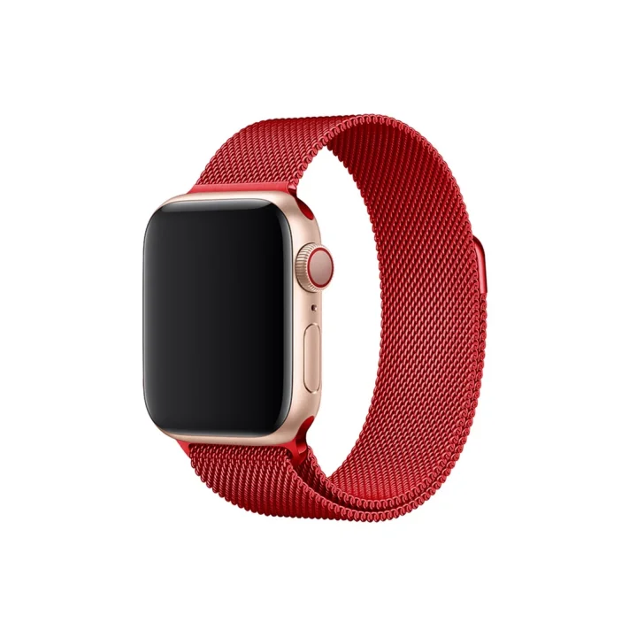 Mey İthalat®  Apple Watch 38mm Metal Mıknatıslı Kordon - Kırmızı
