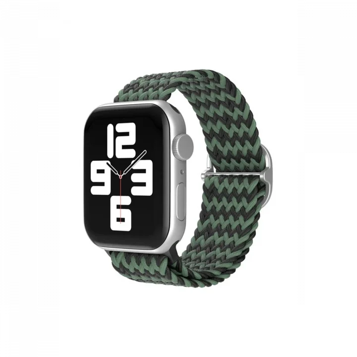 Mey İthalat®  Apple Watch 38mm Star Kordon - Zigzag Yeşil-Siyah
