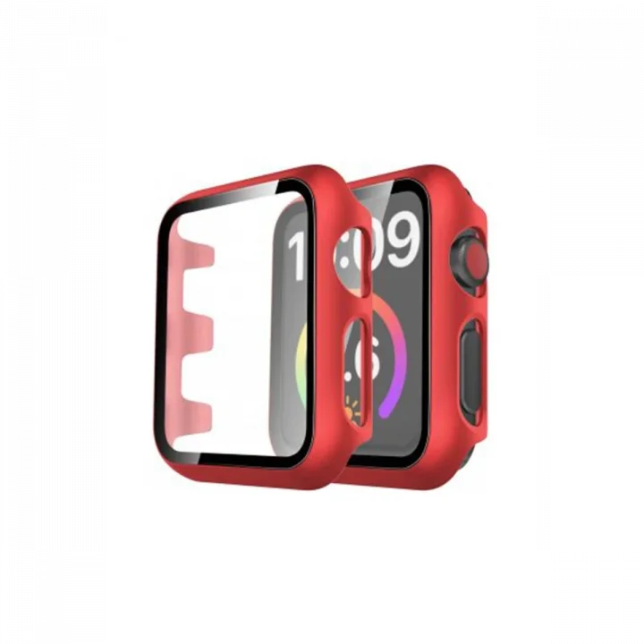 Mey İthalat®  Apple Watch 40mm Camlı Kasa Ekran Koruyucu - Kırmızı