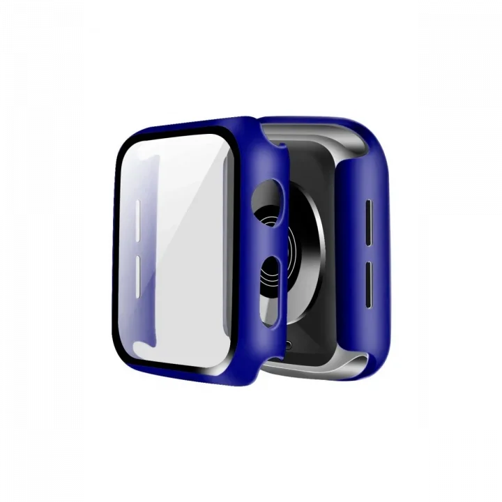 Mey İthalat®  Apple Watch 40mm Camlı Kasa Ekran Koruyucu - Lacivert