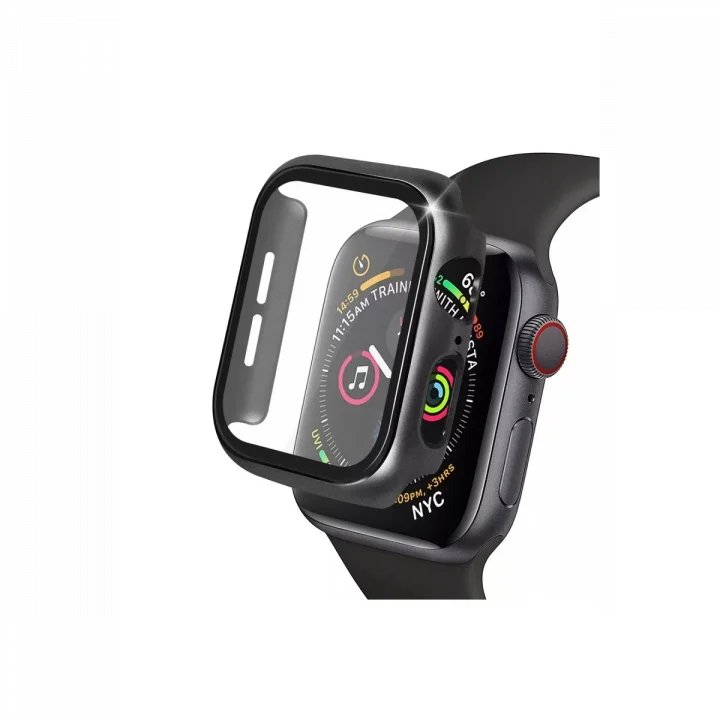 Mey İthalat®  Apple Watch 40mm Camlı Kasa Ekran Koruyucu - Siyah
