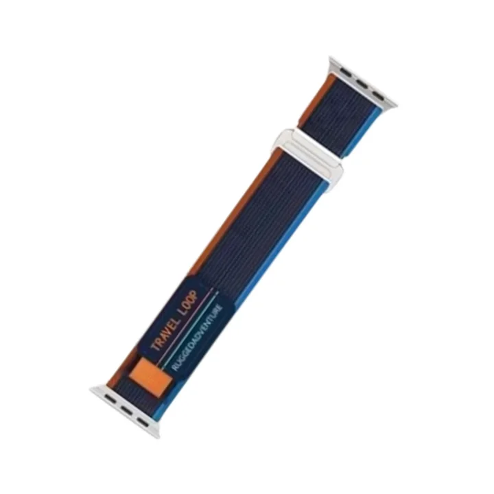 Mey İthalat®  Apple Watch 42mm Alice Kumaş Kordon - Mavi-Turuncu