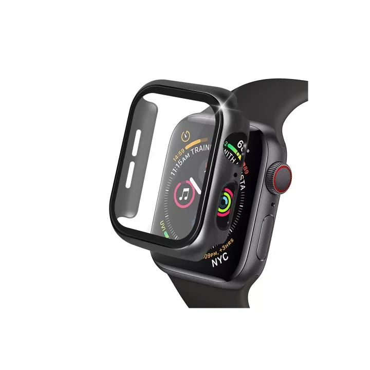 Mey İthalat®  Apple Watch 42mm Camlı Kasa Ekran Koruyucu - Siyah