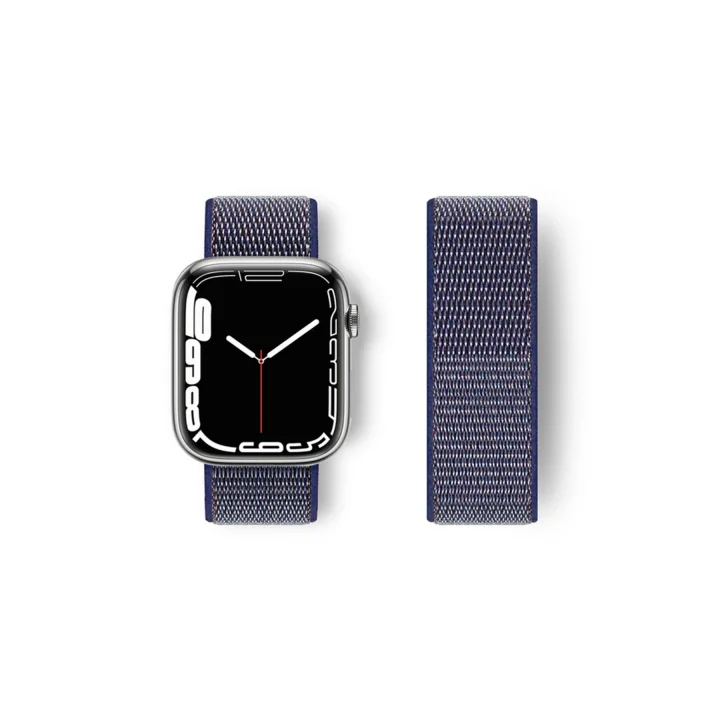 Mey İthalat®  Apple Watch 42mm Hasırlı Cırtcırtlı Kordon - Lacivert