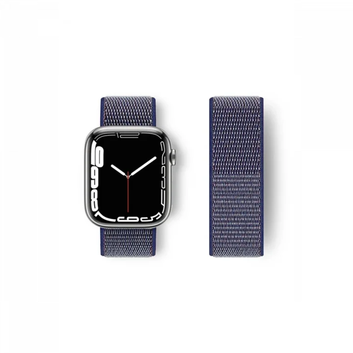 Mey İthalat®  Apple Watch 42mm Hasırlı Cırtcırtlı Kordon - Lacivert