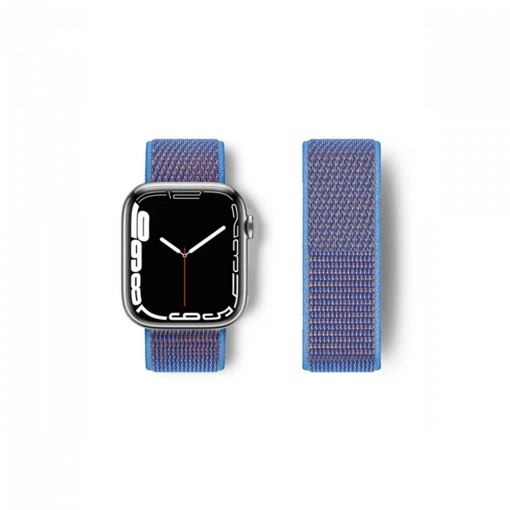 Mey İthalat®  Apple Watch 42mm Hasırlı Cırtcırtlı Kordon - Mor