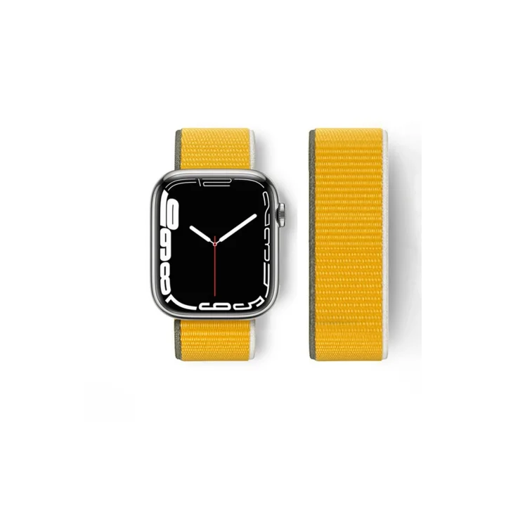Mey İthalat®  Apple Watch 42mm Hasırlı Cırtcırtlı Kordon - Sarı