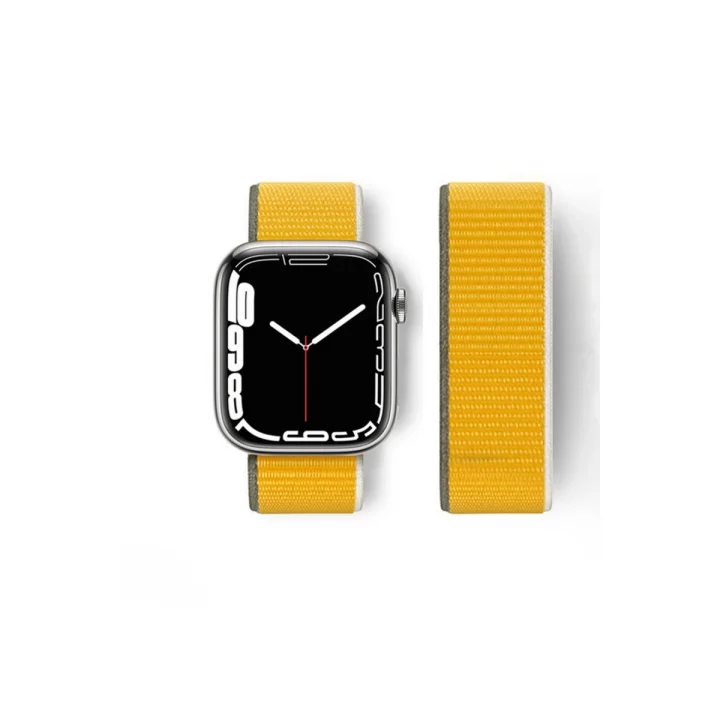 Mey İthalat®  Apple Watch 42mm Hasırlı Cırtcırtlı Kordon - Sarı