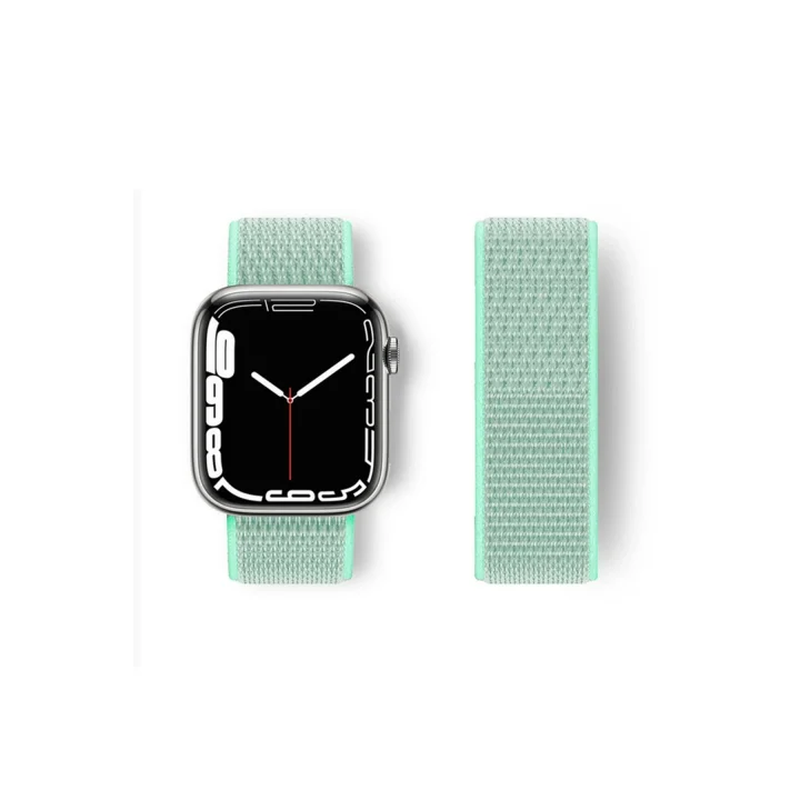 Mey İthalat®  Apple Watch 42mm Hasırlı Cırtcırtlı Kordon - Turkuaz
