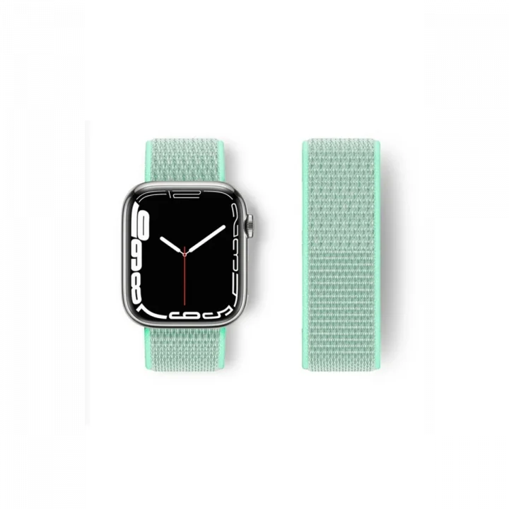 Mey İthalat®  Apple Watch 42mm Hasırlı Cırtcırtlı Kordon - Turkuaz
