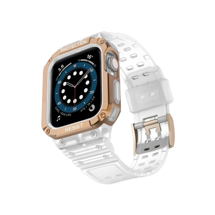 Mey İthalat®  Apple Watch 42mm KR401 Silikon Kordon - Beyaz-Rose
