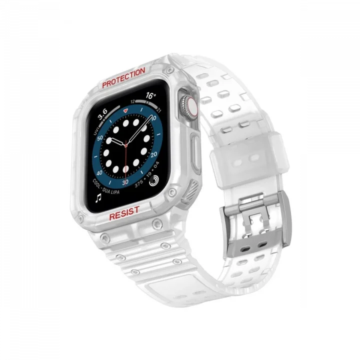 Mey İthalat®  Apple Watch 42mm KR401 Silikon Kordon - Şeffaf