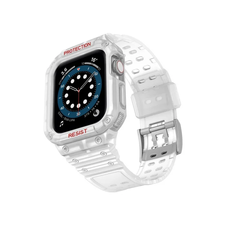 Mey İthalat®  Apple Watch 42mm KR401 Silikon Kordon - Şeffaf
