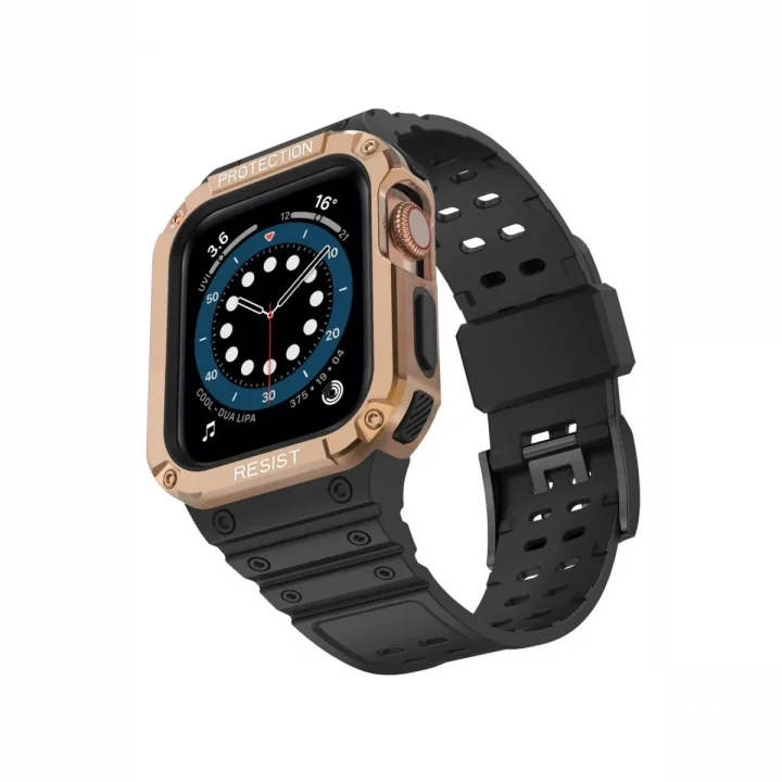 Mey İthalat®  Apple Watch 42mm KR401 Silikon Kordon - Siyah-Rose