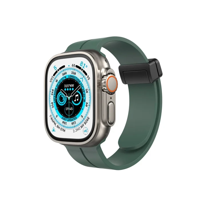 Mey İthalat®  Apple Watch 42mm KR412 Elegance Stylısh Kordon - Koyu Yeşil