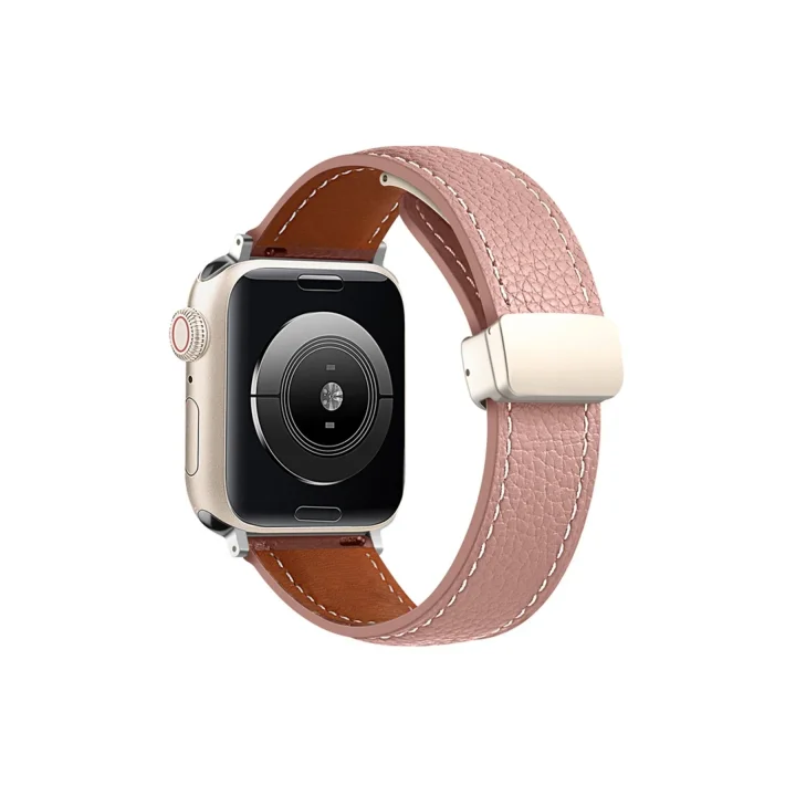 Mey İthalat®  Apple Watch 42mm KR414 Daks Deri Kordon - Pembe