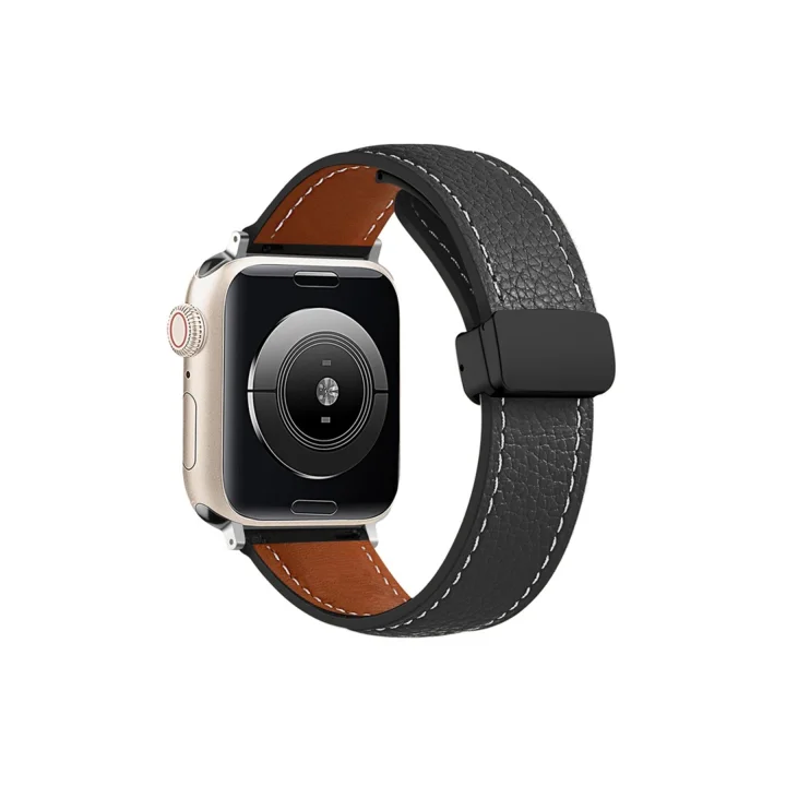Mey İthalat®  Apple Watch 42mm KR414 Daks Deri Kordon - Siyah
