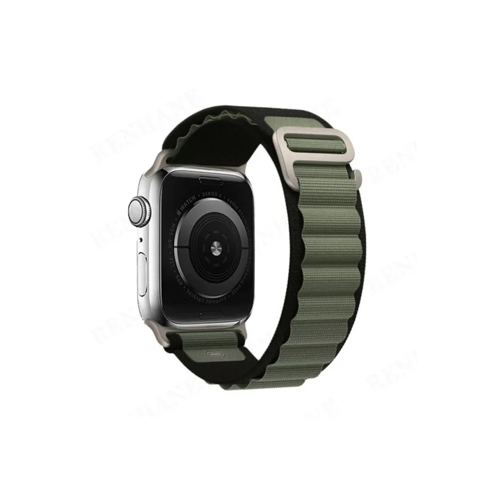 Mey İthalat®  Apple Watch 42mm Mountain Kordon - Siyah-Yeşil
