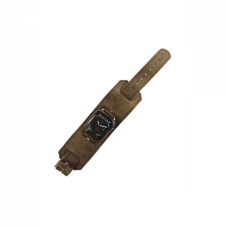 Mey İthalat®  Apple Watch 42mm NL17 Deri Kordon - Kahverengi