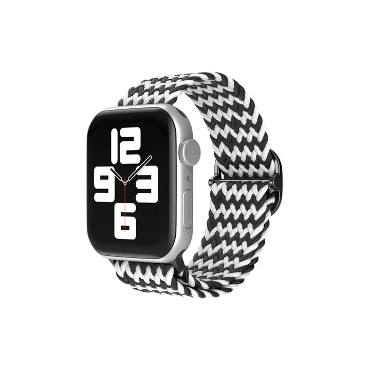 Mey İthalat®  Apple Watch 42mm Star Kordon - Zigzag Siyah-Beyaz