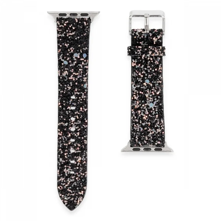 Mey İthalat®  Apple Watch 42mm Starry Taşlı Kordon - Siyah