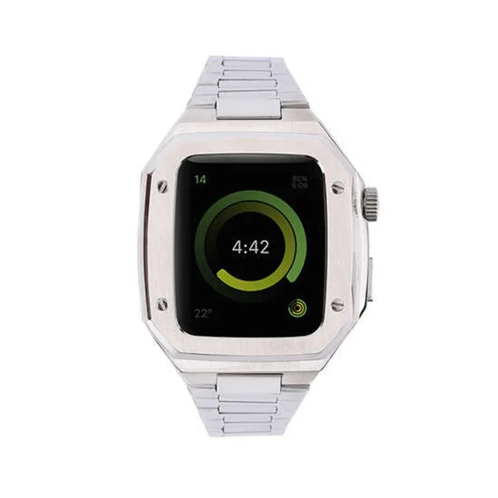 Mey İthalat®  Apple Watch 44mm Metal Petek Kasalı Kordon - Gümüş