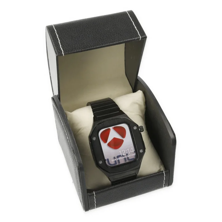 Mey İthalat®  Apple Watch 45mm KR409 Metal Kordon - Siyah