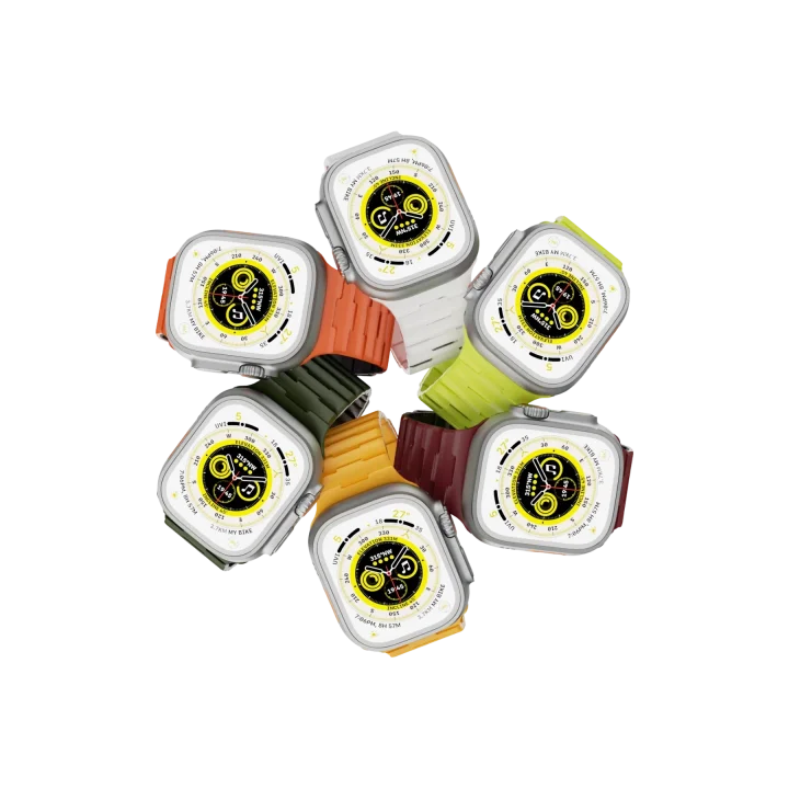 Mey İthalat®  Apple Watch Ultra 49mm Wowen Kordon - Beyaz-Turuncu