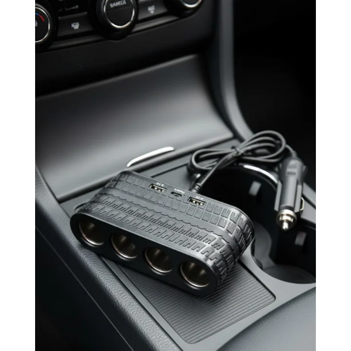 Mey İthalat® Araç İçi Güç Dağıtıcı 4 Çakmaklık 2 USB 1 Type C Şarj Ünitesi