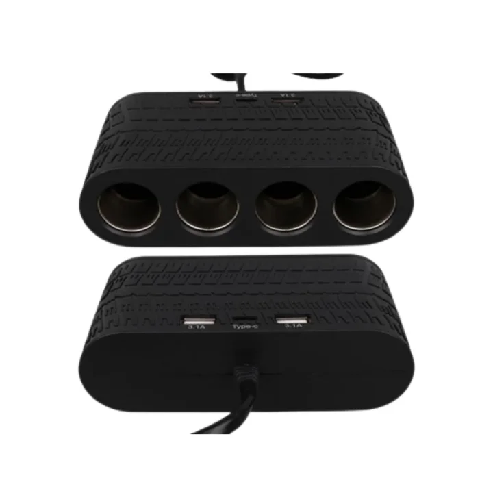 Mey İthalat® Araç İçi Güç Dağıtıcı 4 Çakmaklık 2 USB 1 Type C Şarj Ünitesi