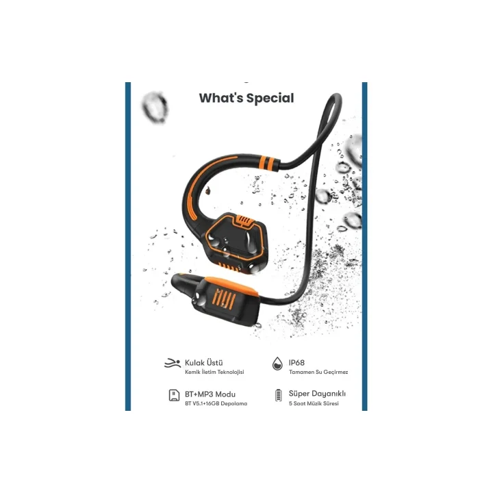 Mey İthalat®  AS9 Suya Dayanıklı Bluetooth Kulaklık - Siyah