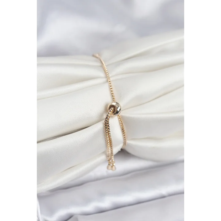 Mey İthalat® Göz Model Zirkon Taşlı Gold Renk Asansörlü Su Yolu Bileklik