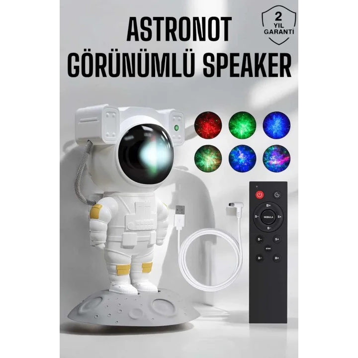 Mey İthalat® Astronot Görünümlü Projeksiyon Speaker Taşınabilir