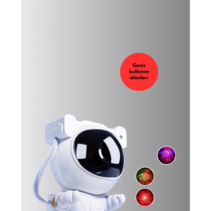 Mey İthalat® Astronot Şekilli Galaxy Projeksiyon Lambası Nebula Efektli Dekoratif Lamba