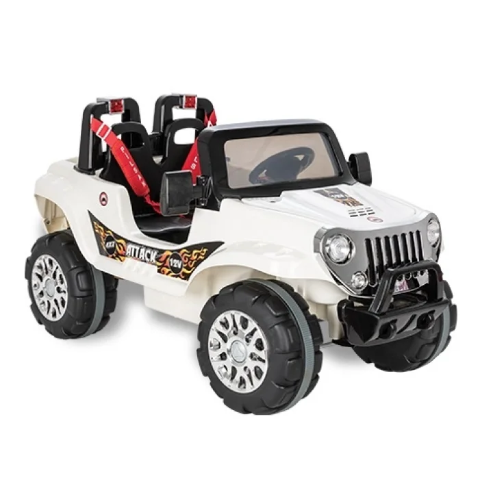 Mey İthalat®  Attack Çift Kişilik Uzaktan Kumandalı Akülü Araba 12 Volt 05-272 Beyaz