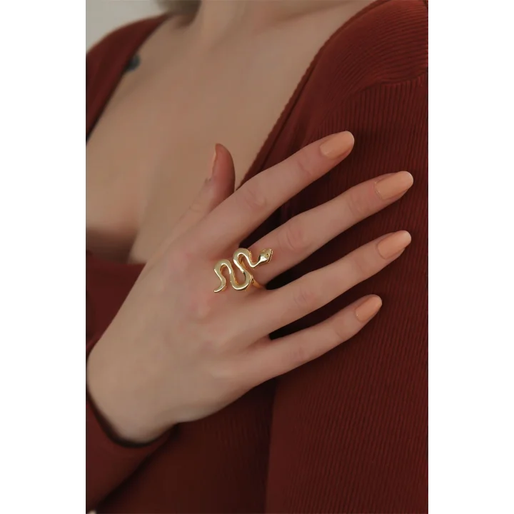 Mey İthalat® Ayarlanabilir Gold Renk Yılan Yüzük