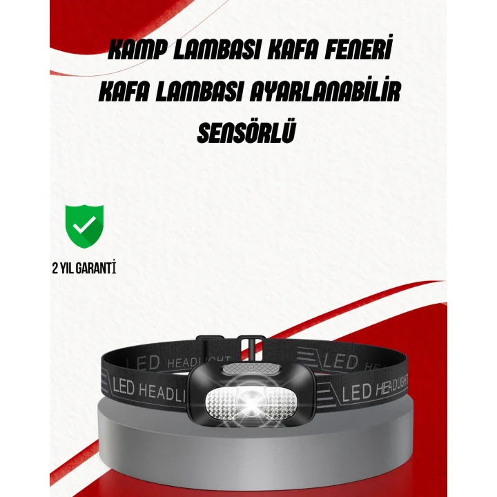 Mey İthalat® Ayarlanabilir Kafa Lambası Type-C Şarjlı Kompakt Kamp Lambası