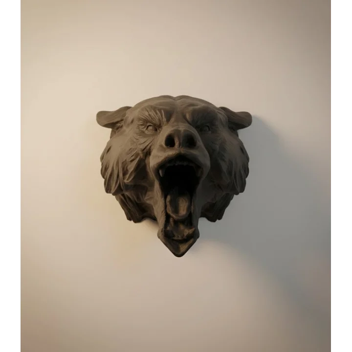 Mey İthalat® Ayı Tasarım Siyah 3D Duvar Heykeli