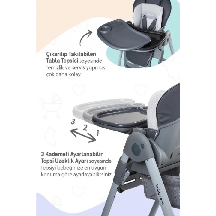 Mey İthalat® BC511 Plus Mama Sandalyesi Antrasit