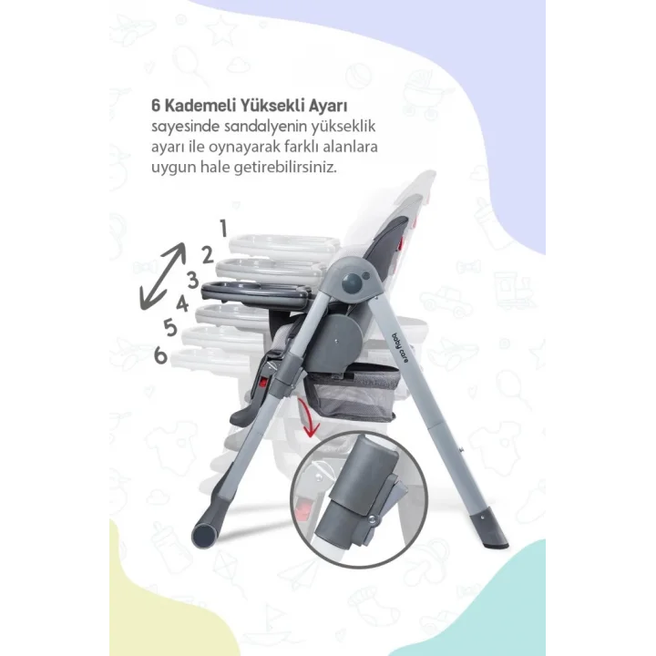 Mey İthalat® BC511 Plus Mama Sandalyesi Antrasit