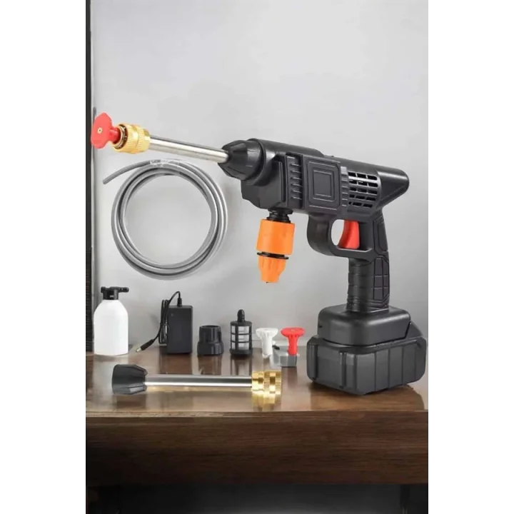 Mey İthalat® Bahçe ve Araba Yıkama Tabancası Su Basınçlı Hazneli Bataryalı Oto Yıkama