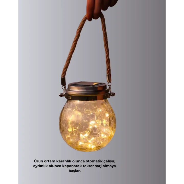 Mey İthalat® Bahçe ve Teras İçin Solar Cam Sarkıt LED Aydınlatma