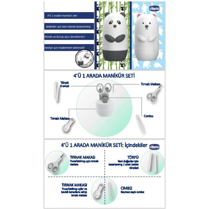 Mey İthalat®   Bebek Tırnak Bakım Seti Panda