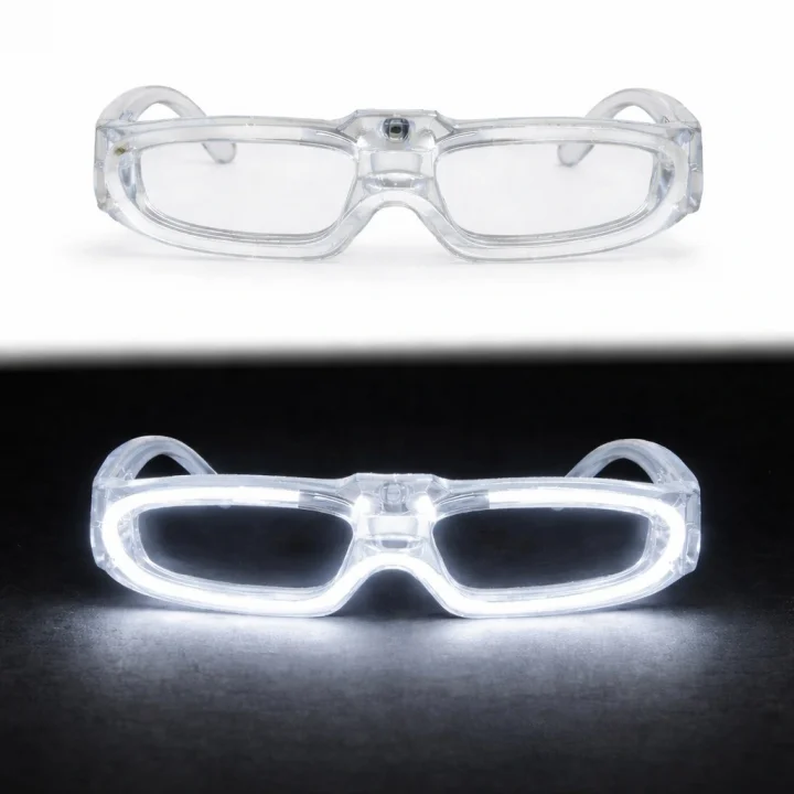Mey İthalat® Beyaz LED Işıklı Parti Gözlüğü 3 Modlu – Gece Eğlence Gözlüğü