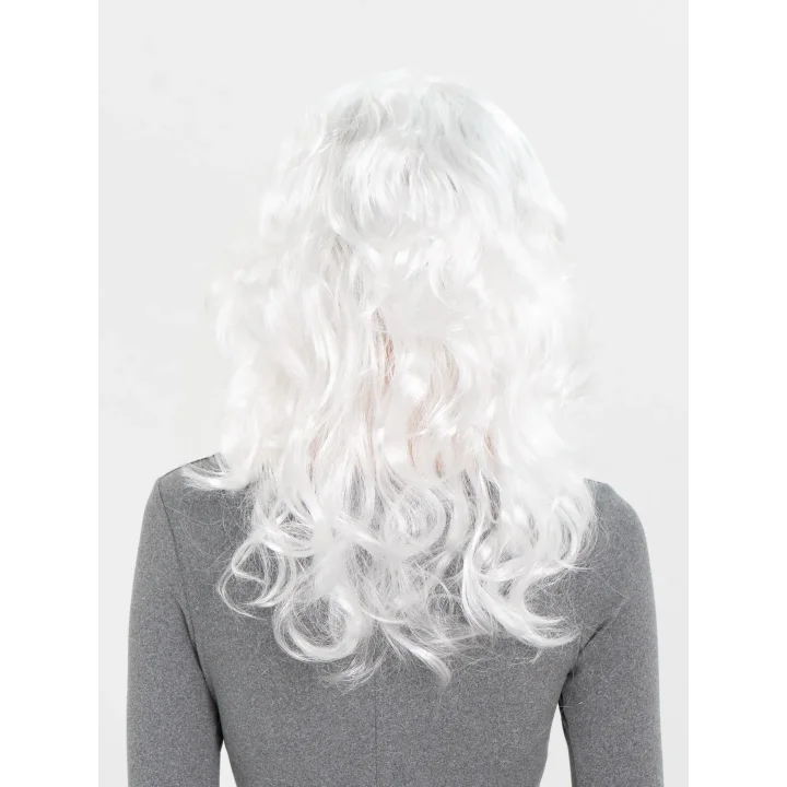 Mey İthalat® Beyaz Renk Kahküllü Dalgalı Uzun Parti Peruğu