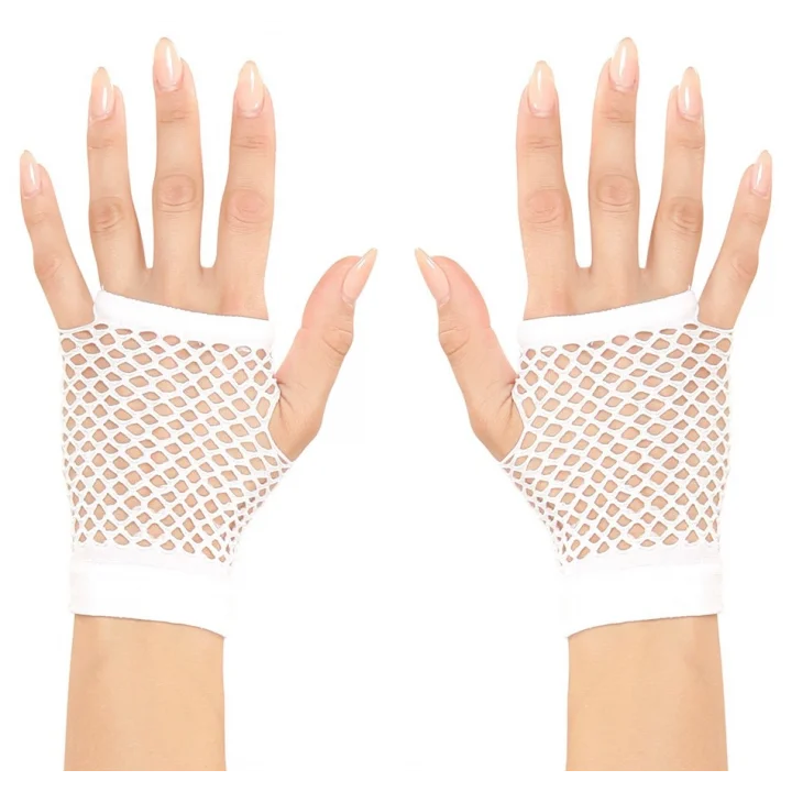 Mey İthalat®  Beyaz Renk Kısa Boy Fileli Örgü Eldiven