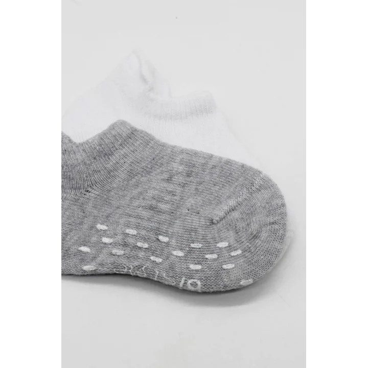 Mey İthalat®   2Li Sneakers Kaymaz Basic Penye Çorap 20103 Gri Beyaz
