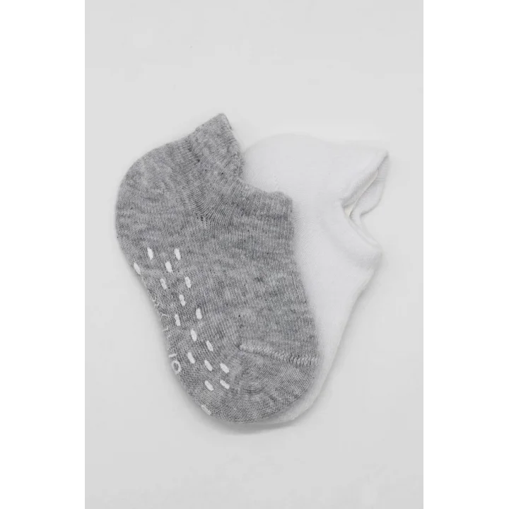 Mey İthalat®   2Li Sneakers Kaymaz Basic Penye Çorap 20103 Gri Beyaz